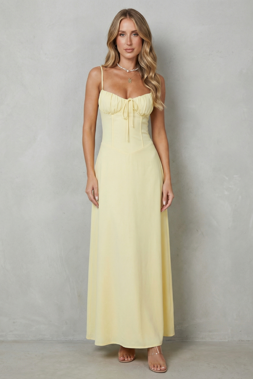 Selma - Vestido largo sin mangas con corpiño