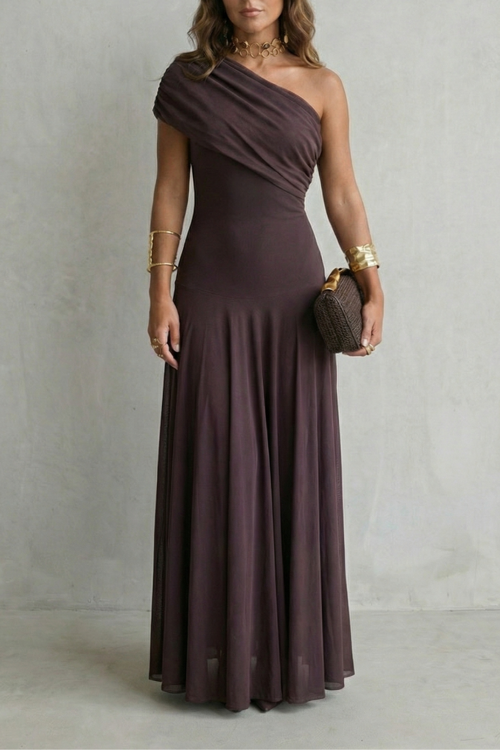 Catrine- Vestido largo asimétrico de un hombro