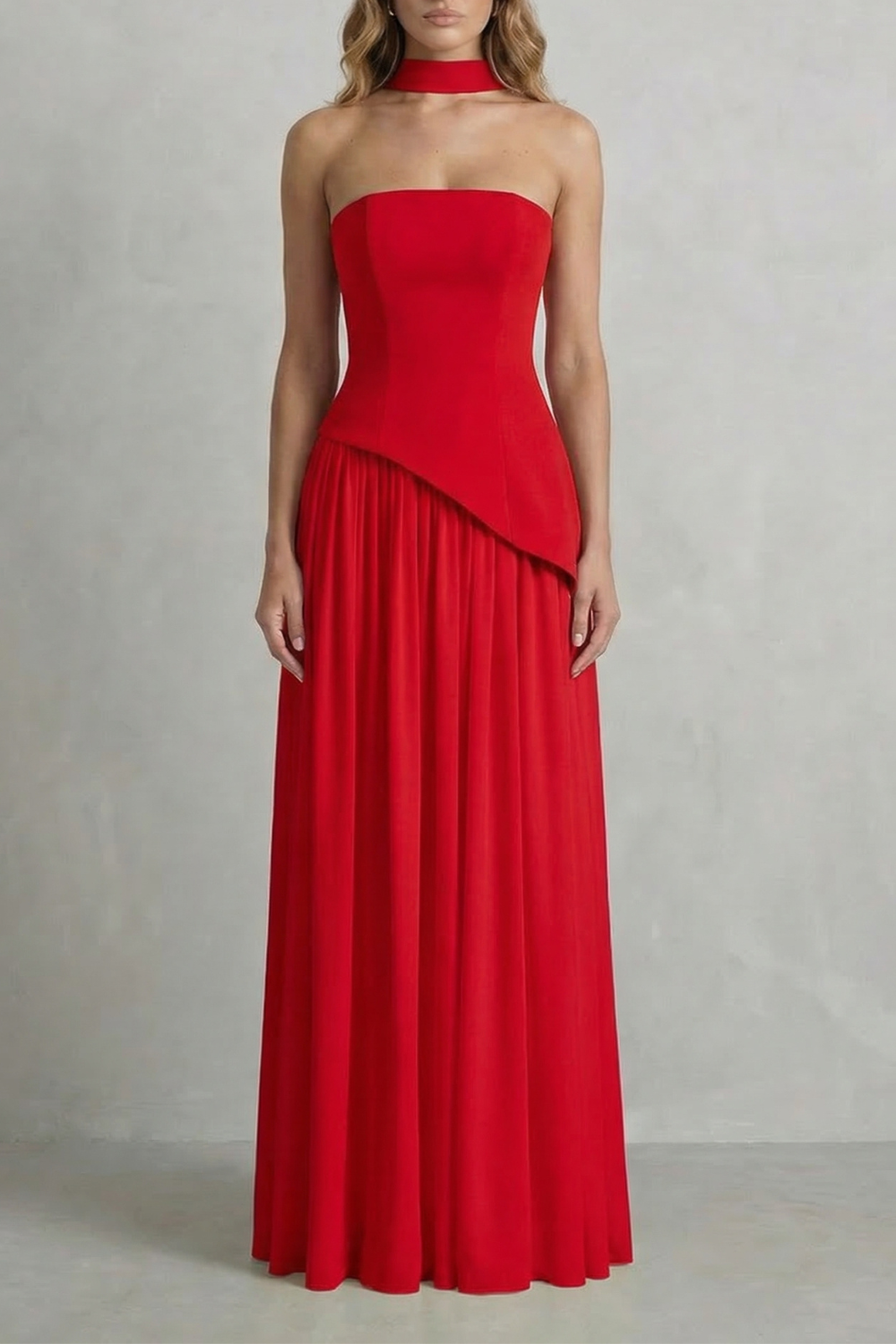 Celeste - Vestido largo palabra de honor