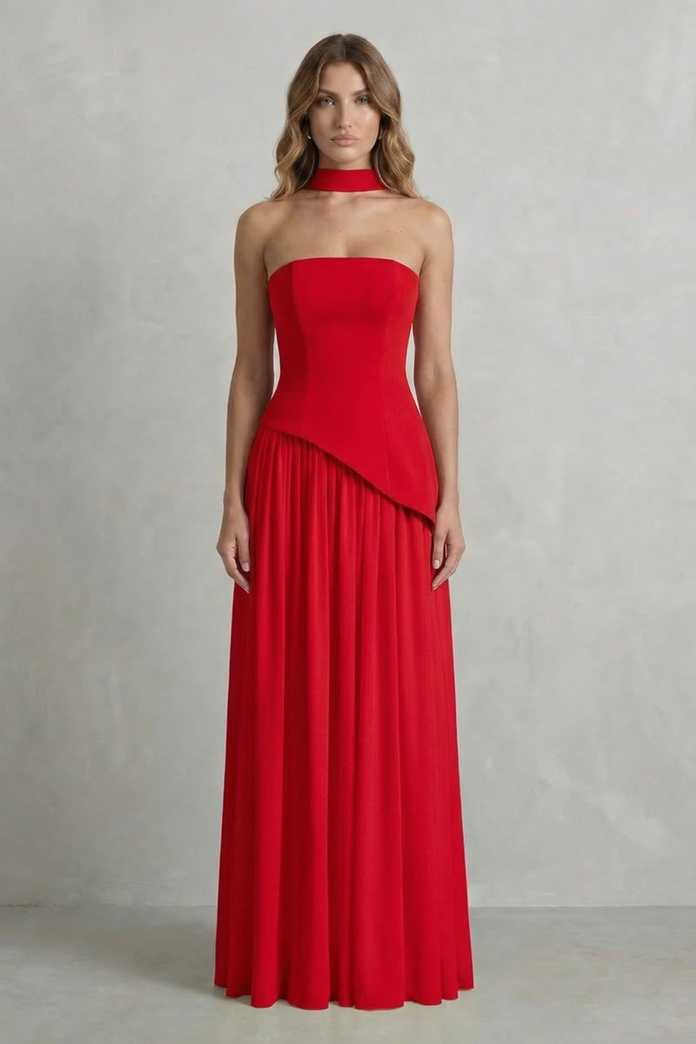 Celeste - Vestido largo palabra de honor