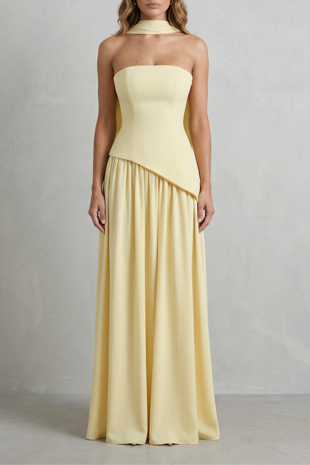 Celeste - Vestido largo palabra de honor