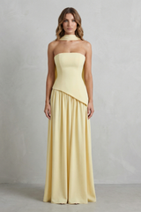 Celeste - Vestido largo palabra de honor