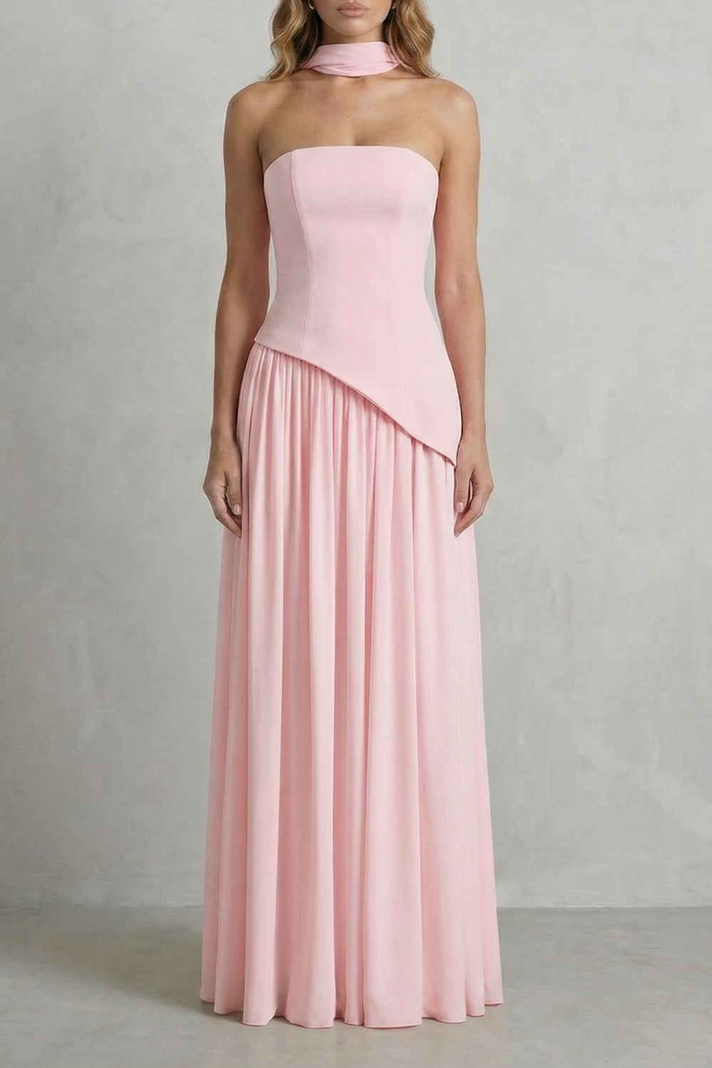 Celeste - Vestido largo palabra de honor