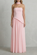 Celeste - Vestido largo palabra de honor