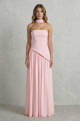Celeste - Vestido largo palabra de honor