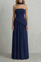 Celeste - Vestido largo palabra de honor