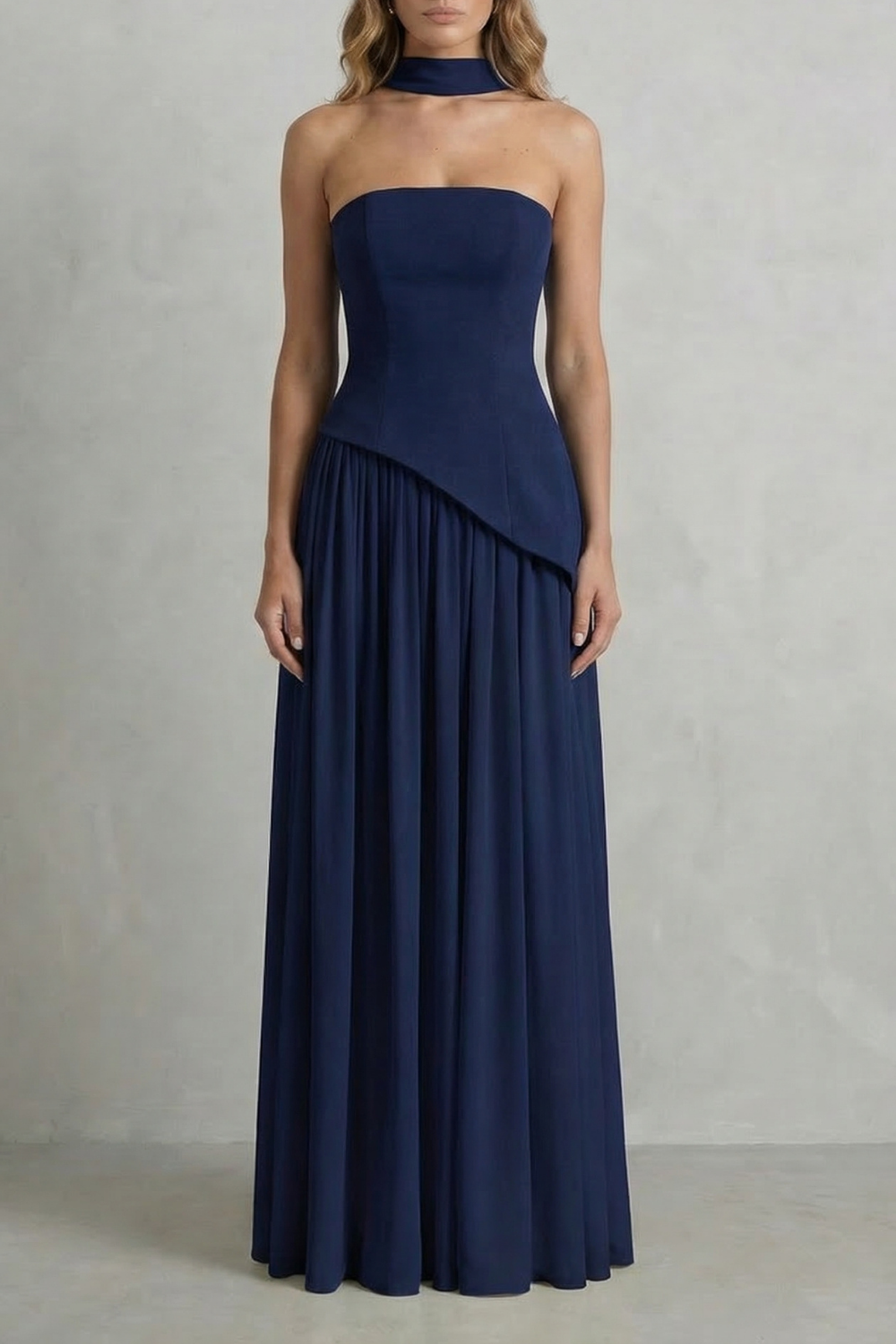 Celeste - Vestido largo palabra de honor