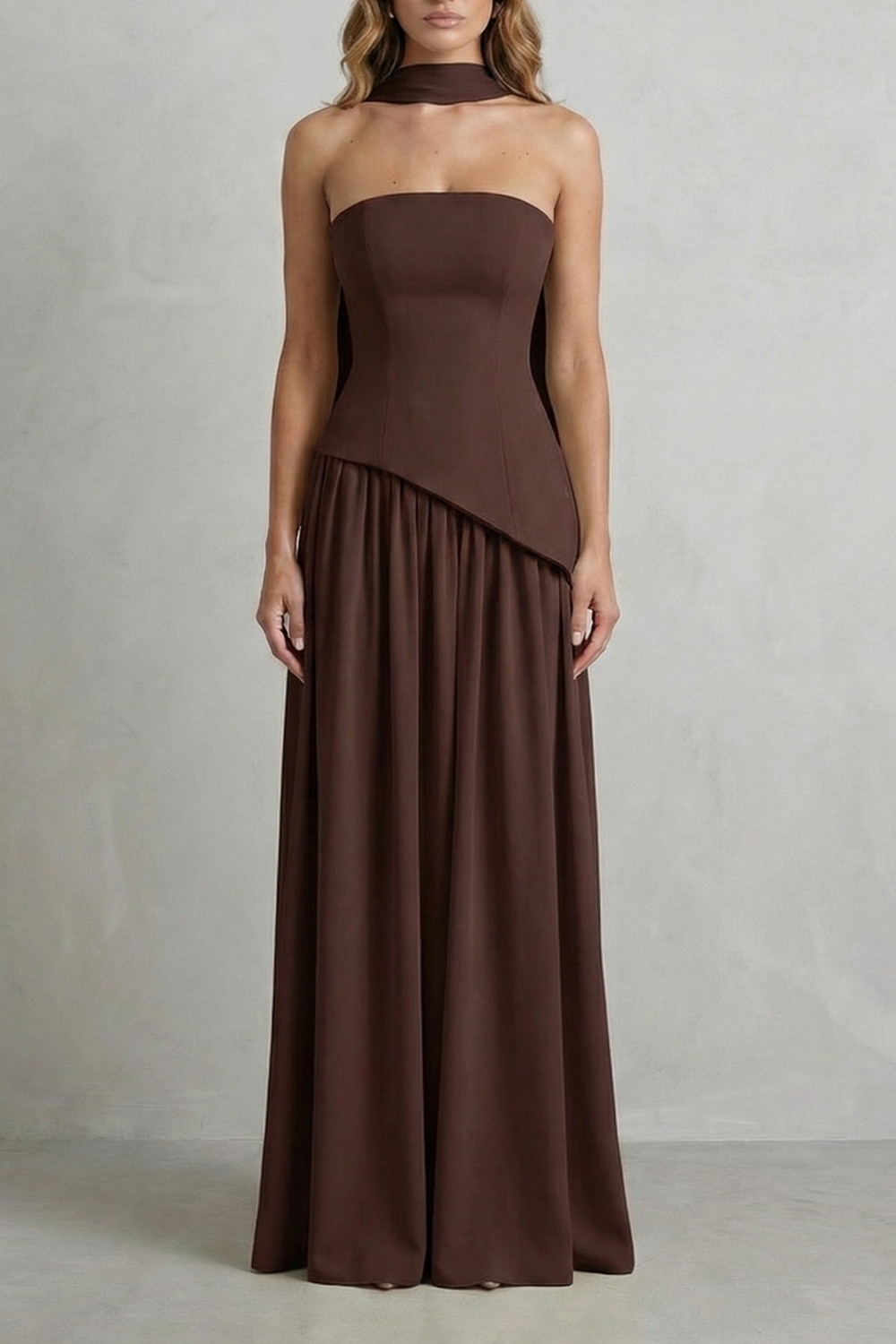 Celeste - Vestido largo palabra de honor