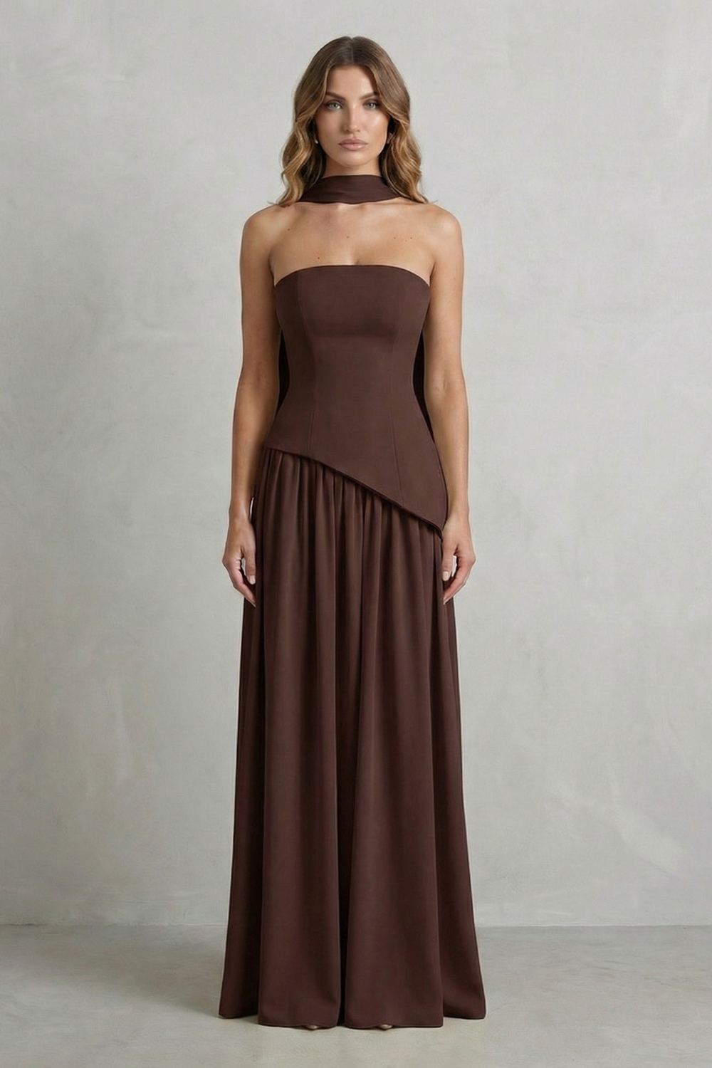 Celeste - Vestido largo palabra de honor