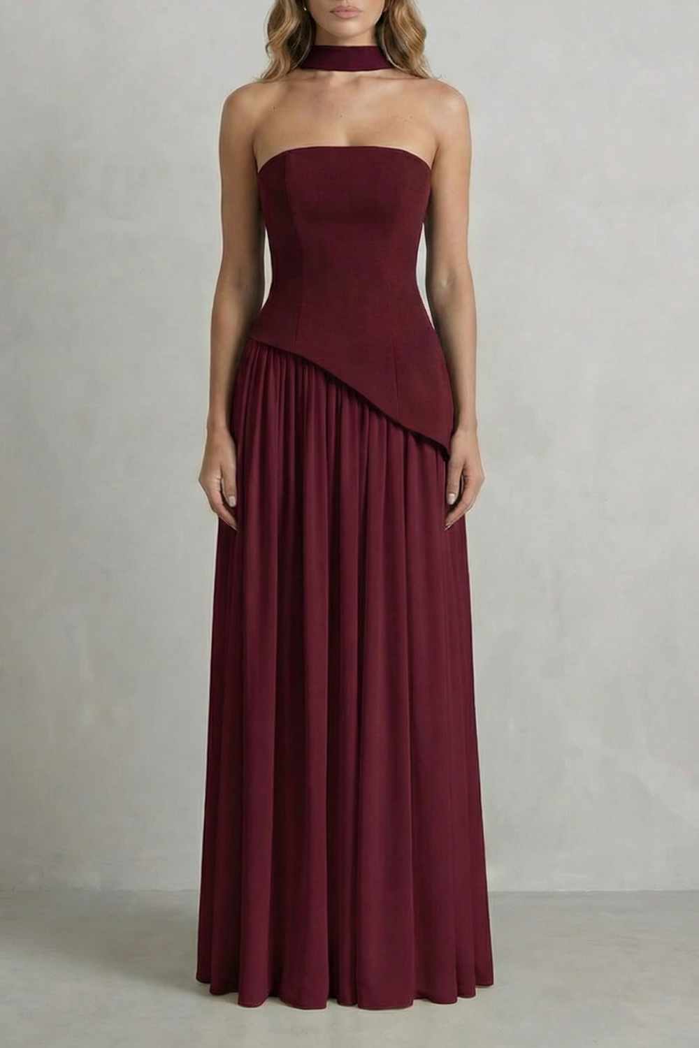 Celeste - Vestido largo palabra de honor