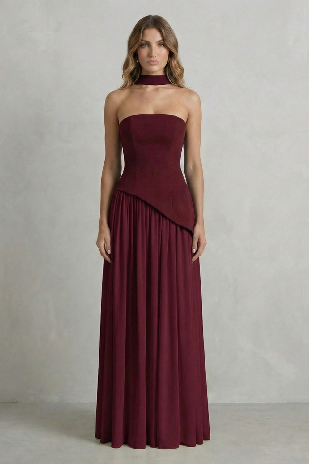 Celeste - Vestido largo palabra de honor