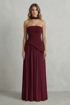 Celeste - Vestido largo palabra de honor