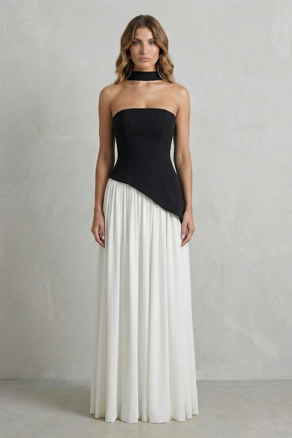 Celeste - Vestido largo palabra de honor