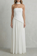 Celeste - Vestido largo palabra de honor