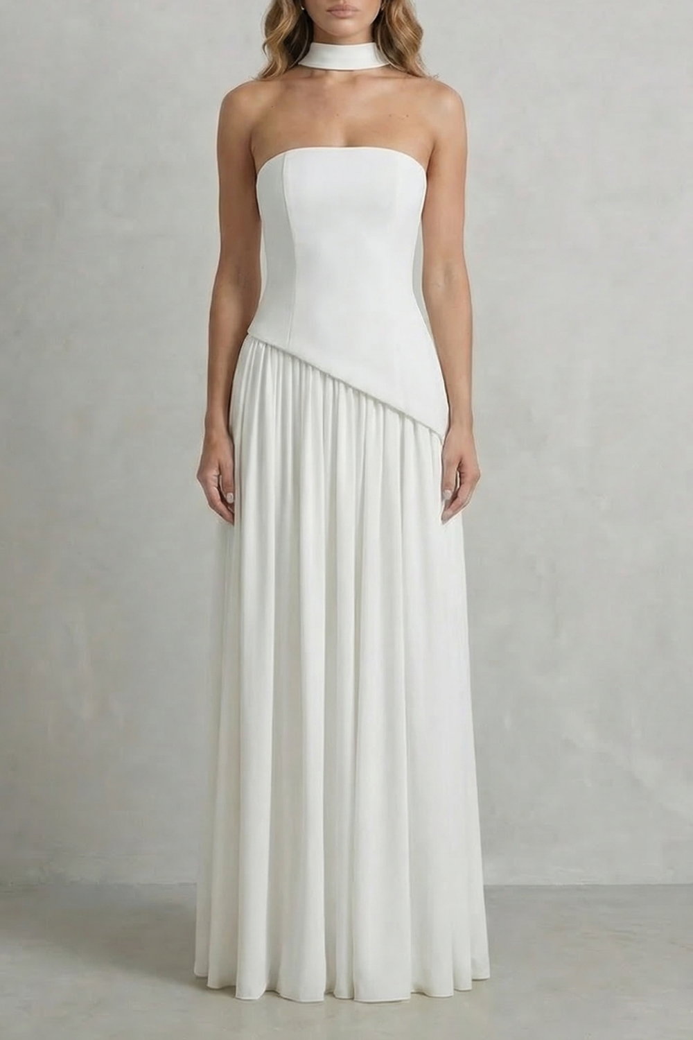 Celeste - Vestido largo palabra de honor