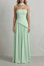 Celeste - Vestido largo palabra de honor