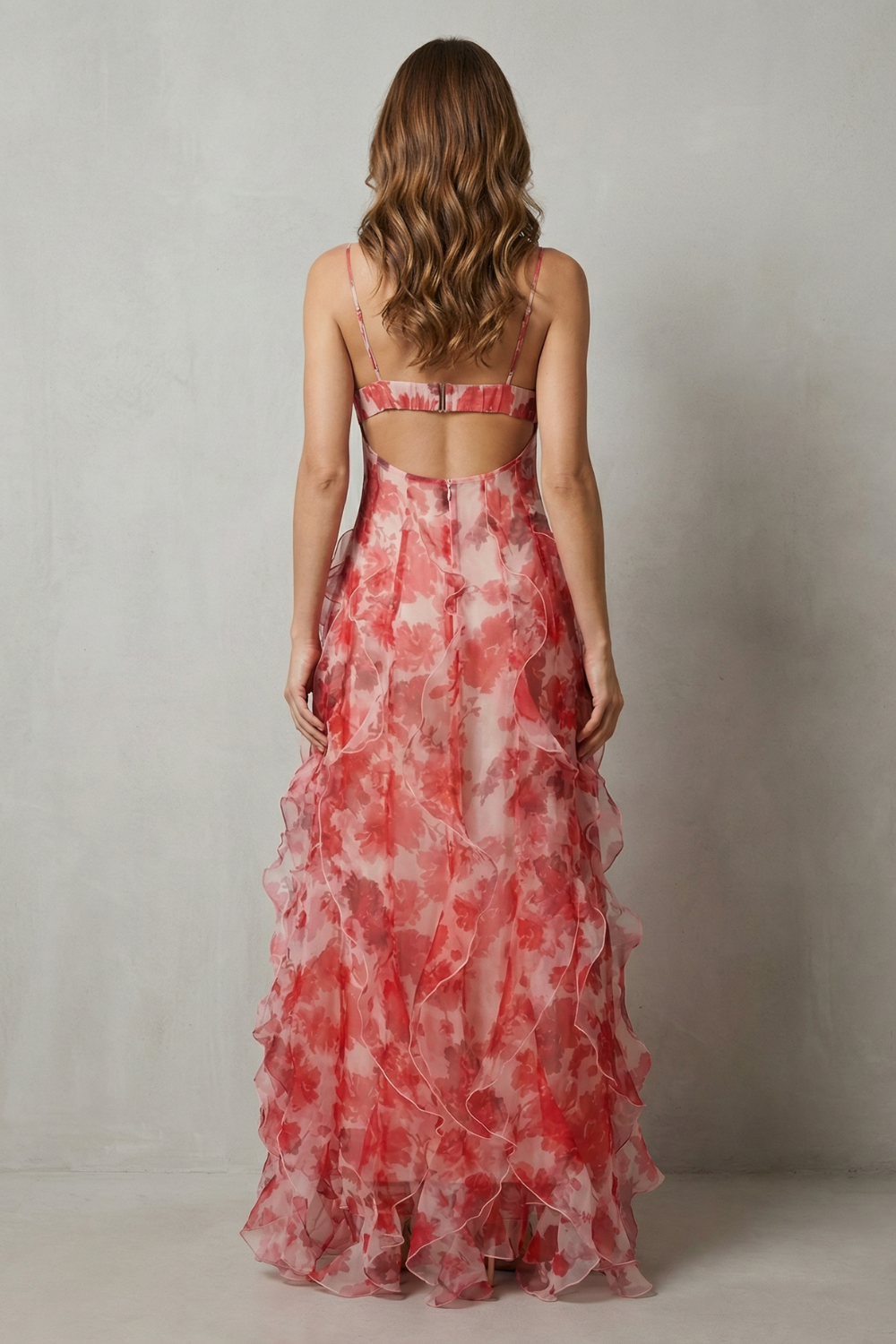 Filea - Vestido largo de gasa con volantes