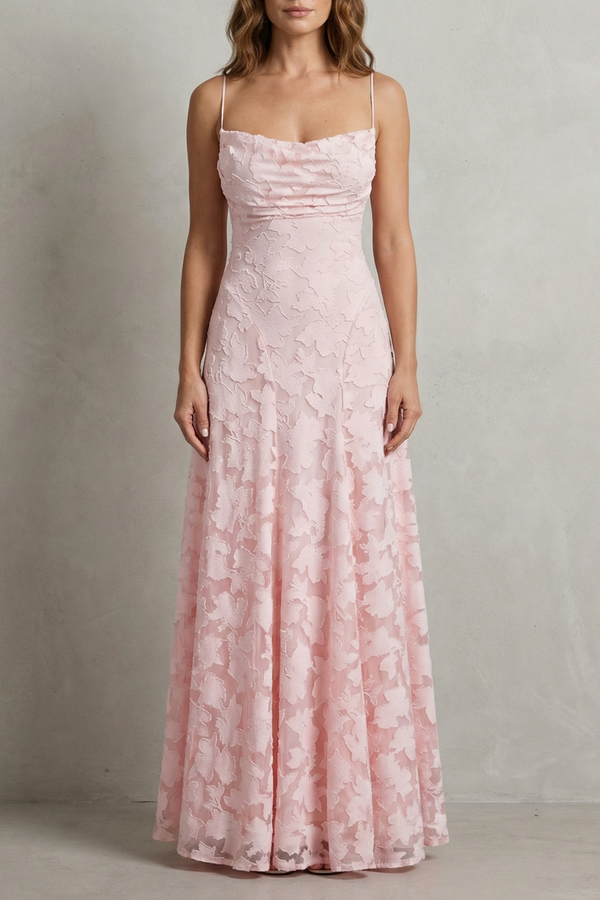 Flori - Vestido largo floral en relieve