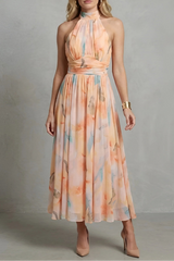 Estella - Elegancia halter – Vestido con estampado acuarela