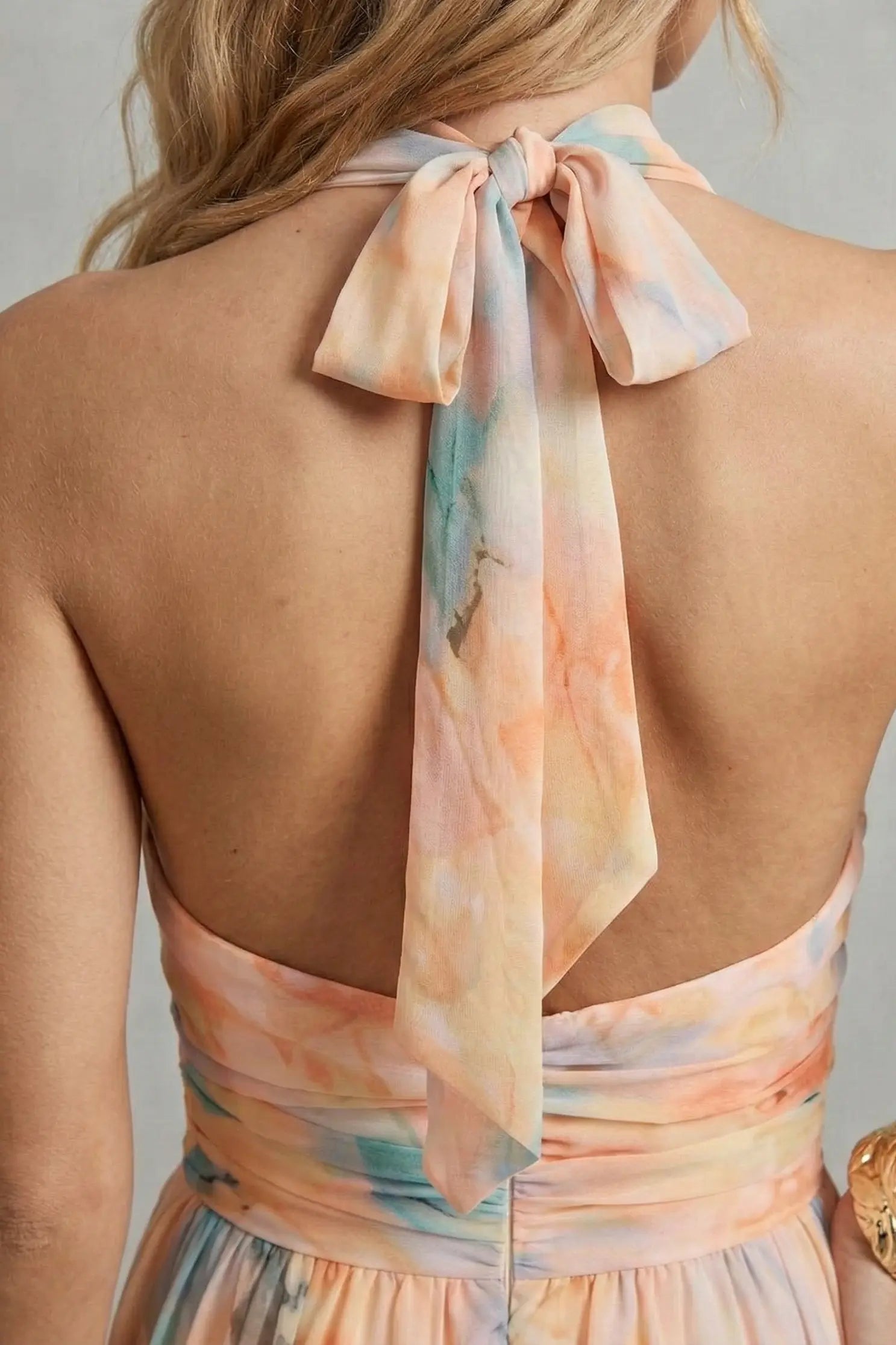 Estella - Elegancia halter – Vestido con estampado acuarela