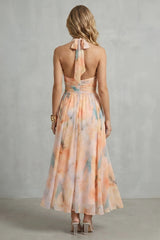 Estella - Elegancia halter – Vestido con estampado acuarela