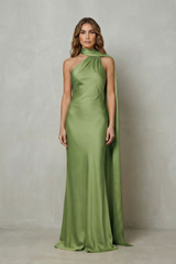 Olivia - Vestido largo de satén estilo sirena