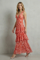Violeta - Vestido largo de gasa con capas